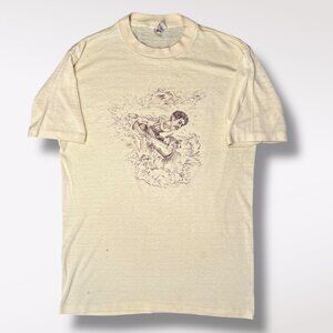 Vintage 1979 Canoe Graphic T-Shirt Coming Attractions USA Yellow Small